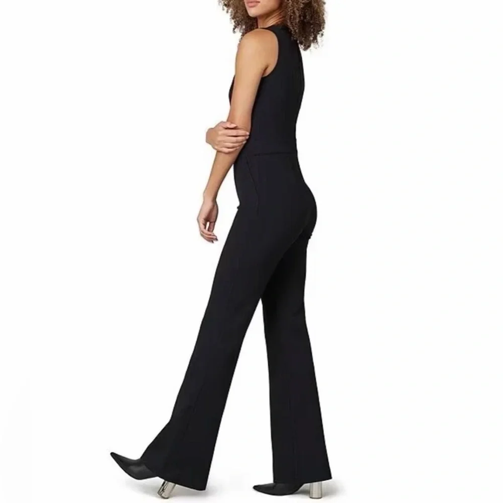 SPANX The Perfect Jumpsuit Sleeveless Back Zip Black Medium NWT Pantsuit Ponte - Picture 2 of 7